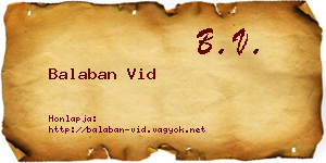 Balaban Vid névjegykártya